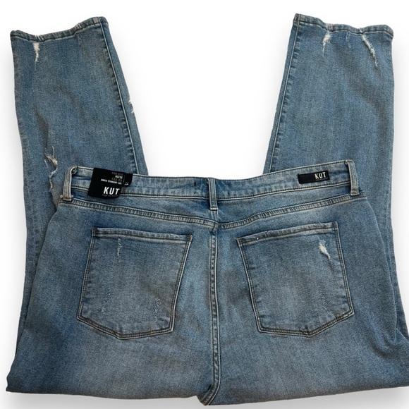 Kut From the Kloth Reese High Rise Fab AB Distressed Straight Ankle Jeans 18 - Picture 7 of 11